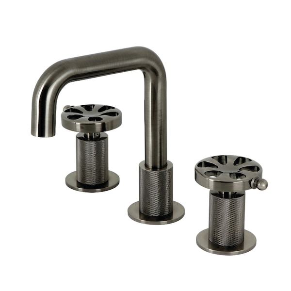 Widespread Bathroom Faucet with Push PopUp, Black Stainless